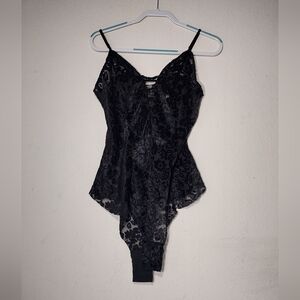 NWT Victoria's Secret Gold Label Sz L Black Teddy Lingerie One Piece Bodysuit